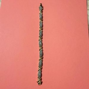 Lab Created Diamond Bracelet Gold over Silver